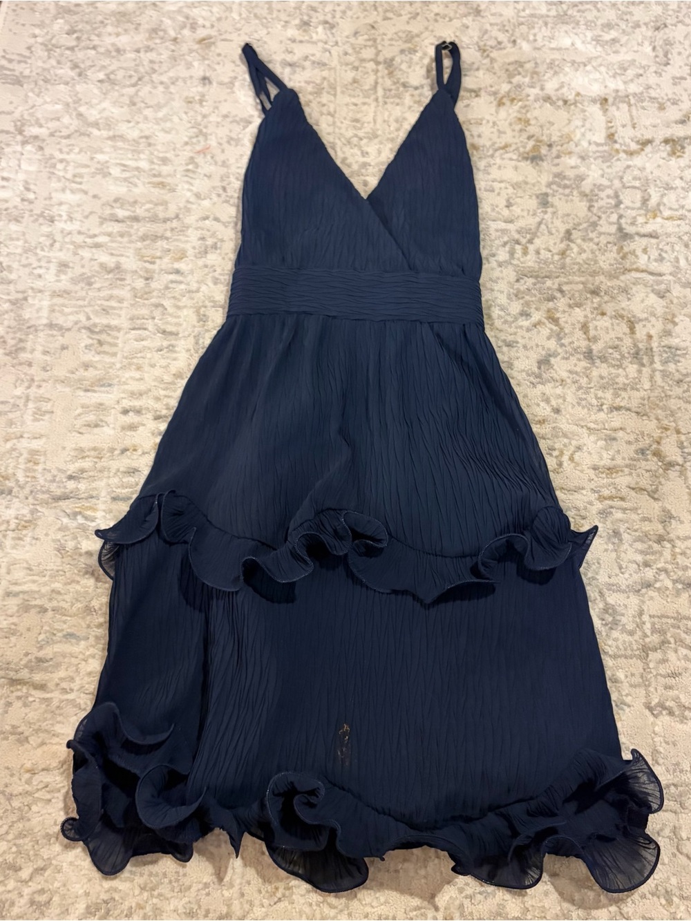 Hello Molly Ruffle V-Neck Dress in Navy
